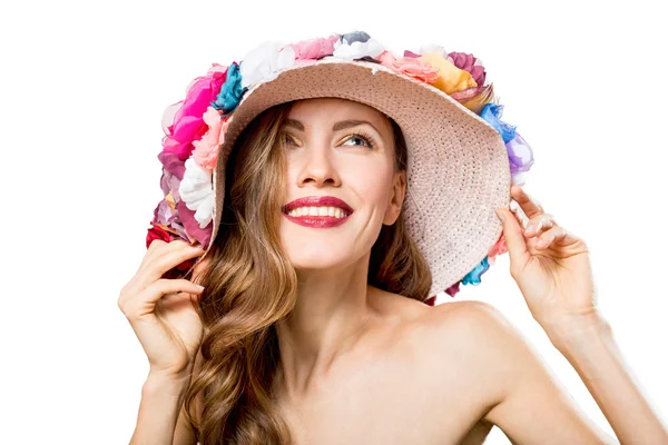 Fashion portrait hat woman — Stock Photo, Image