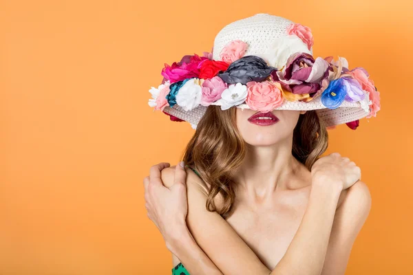 Zomer hoed vrouw — Stockfoto