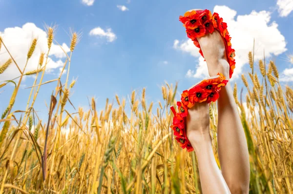 Sexy woman legs in funny shoes — Stock Photo, Image