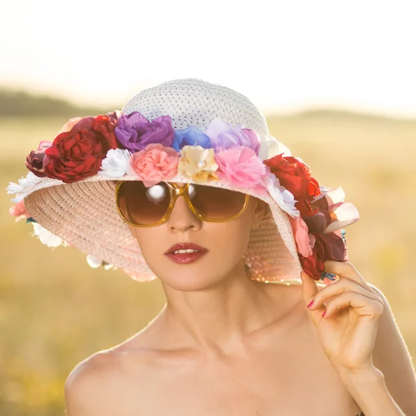 Fashion summer woman in hat Royalty Free Stock Photos