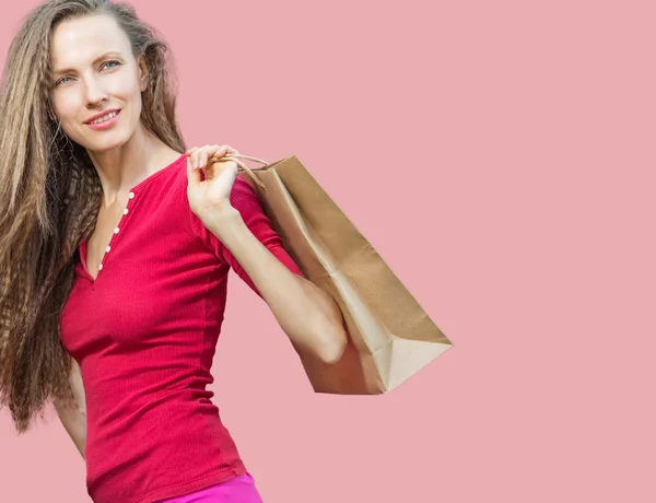 Mutlu bir alışveriş kadın — Stok fotoğraf