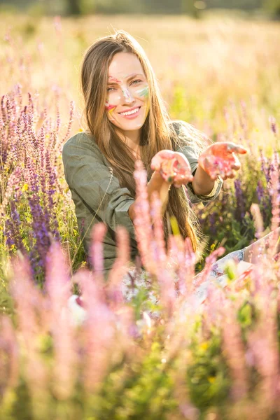 Romantic beauty woman outdoor portrait — Stock Photo, Image