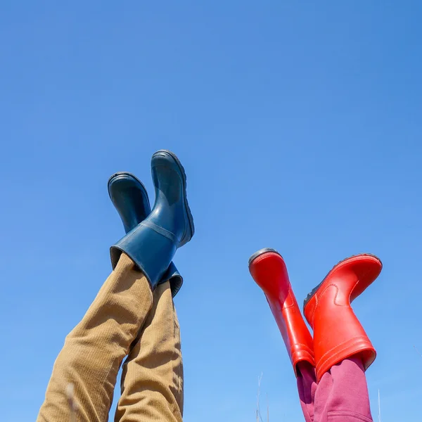 Rain boots legs — Stock Photo, Image