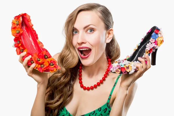 Funny shopping woman — Stock Photo, Image