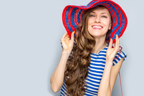 Zomer hoed vrouw — Stockfoto