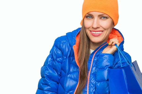 Mujer de compras de invierno — Foto de Stock