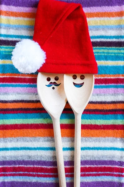 Fondo de Navidad divertido con cucharas de madera —  Fotos de Stock