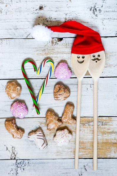 Fondo de Navidad de madera divertida — Foto de Stock