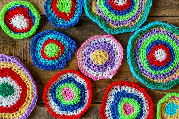 Colorful handmade knitted background — Stock Photo, Image
