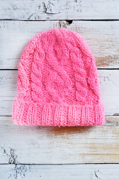 Pink knitted hat — Stock Photo, Image