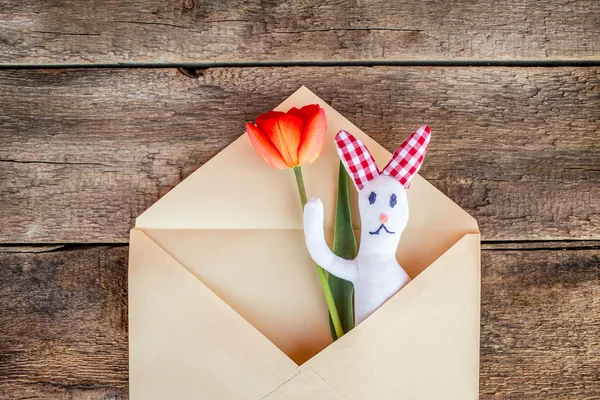 Happy easter card with easter bunny — Stock Photo, Image