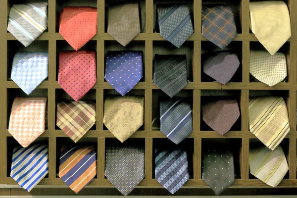 Showcase with ties — Stock Photo, Image