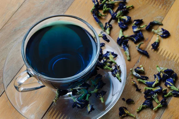 Tasse de thé de fleur bleue — Photo