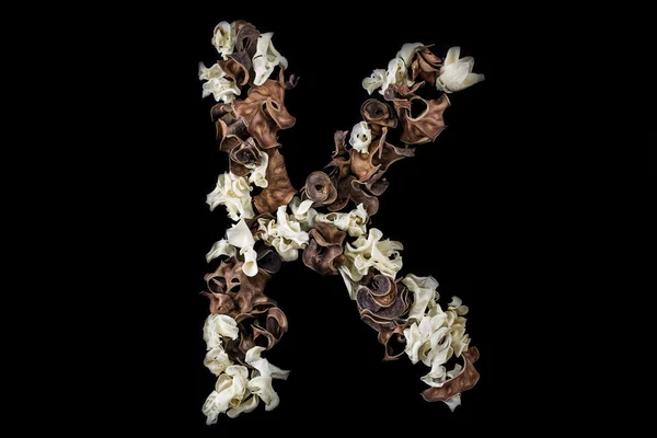 The K letter made of dried herbs and plants isolated — Stock Photo, Image
