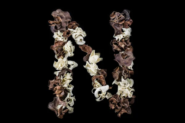 Το γράμμα N κατασκευασμένα από αποξηραμένα βότανα και φυτά που έχουν απομονωθεί — Φωτογραφία Αρχείου