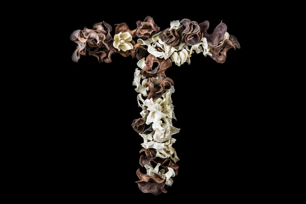 The T letter made of dried herbs and plants isolated — Stock Photo, Image