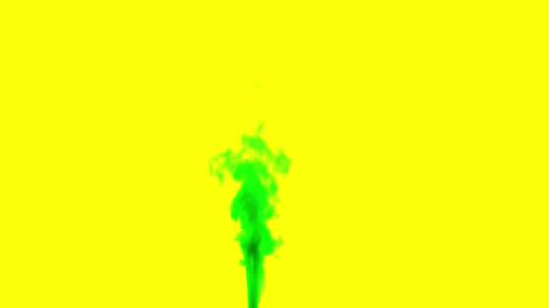 Satureted green smoke on yellow isolated — Stock Video