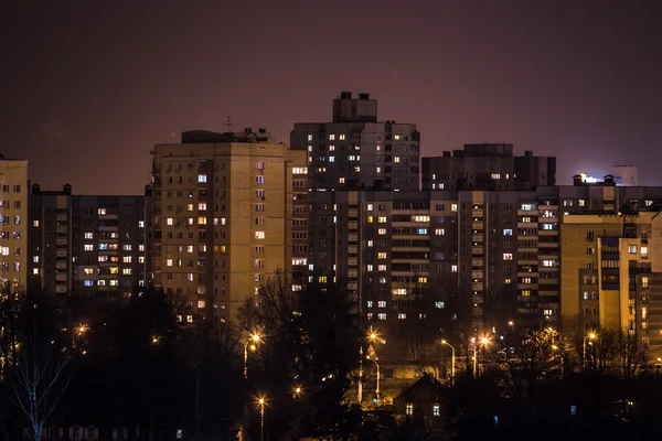 Ночной город с высокой точки — стоковое фото