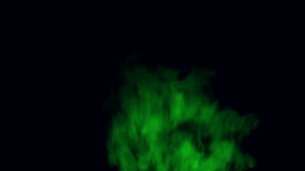 Green smoke on black isolated — Stock Video