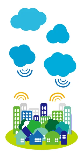 Cidade e nuvens . —  Vetores de Stock