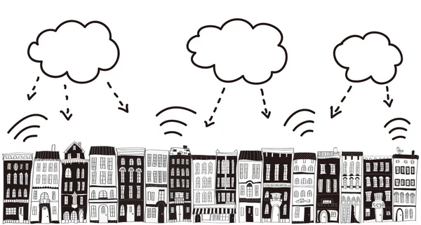 Cidade e nuvens . —  Vetores de Stock