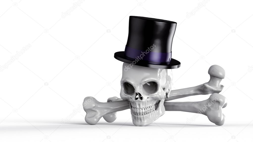 The skull in the hat on light background