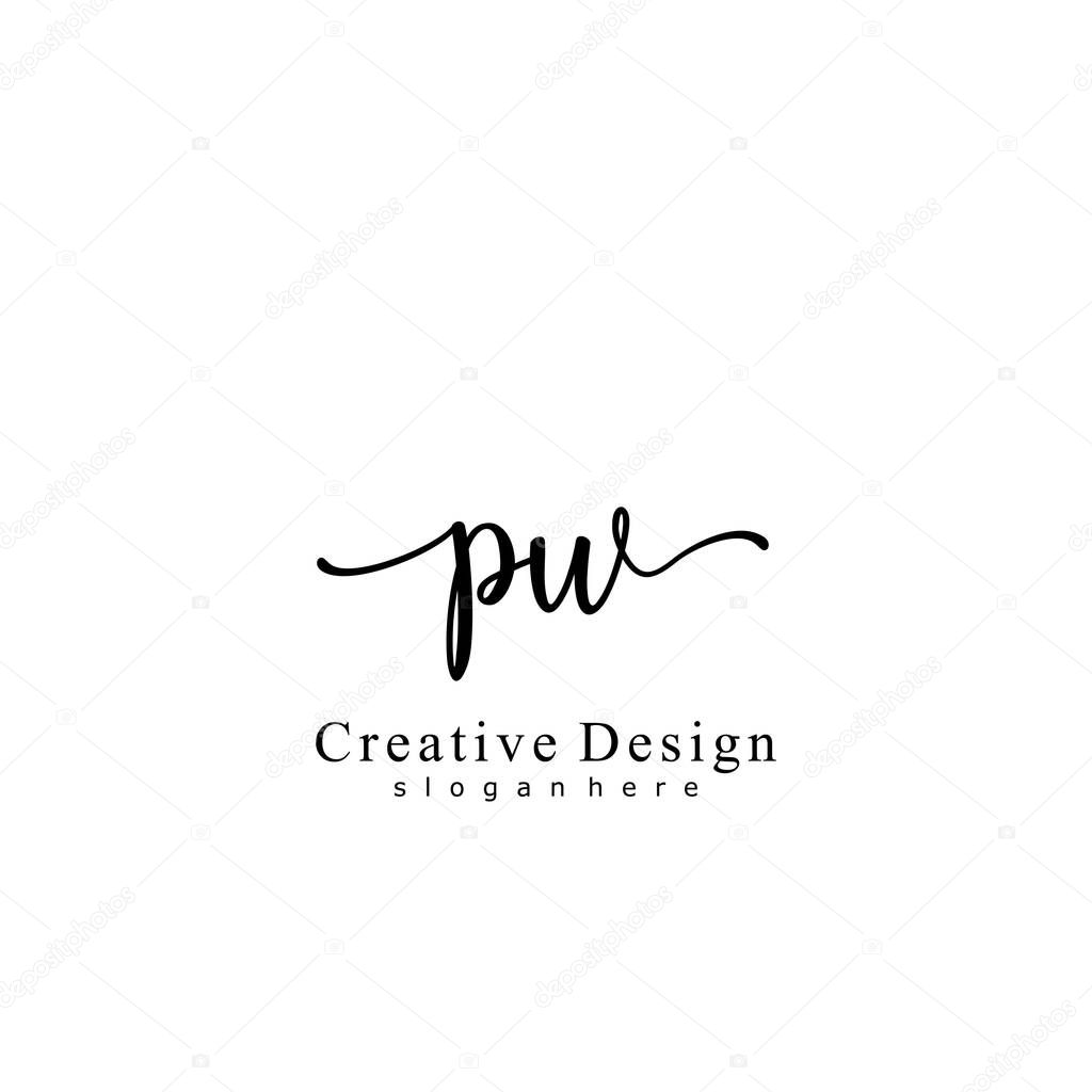 Initial PW handwriting of initial logo concept