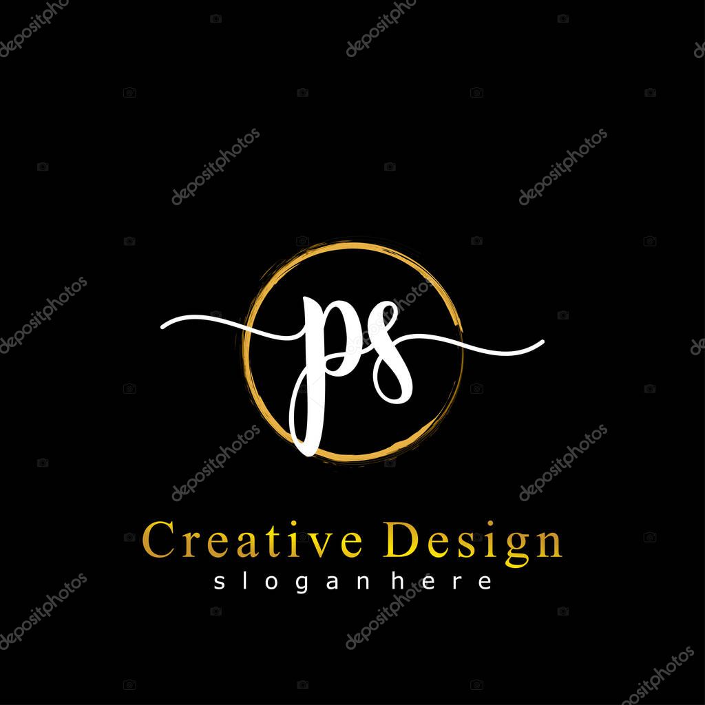 Initial PS  handwriting of initial logo concept