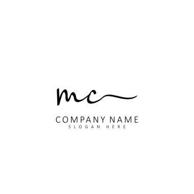 Initial MC handwriting of initial logo concept clipart