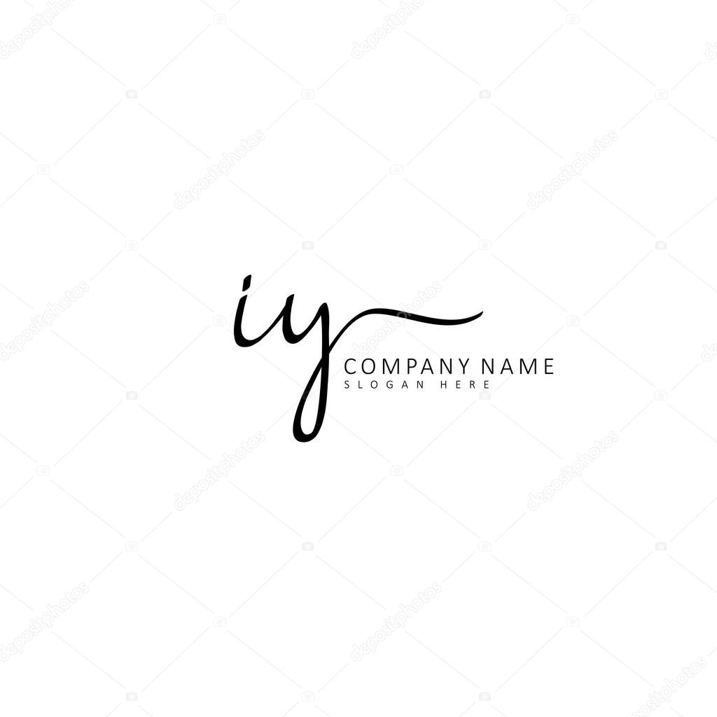 Initial IY handwriting of initial logo concept