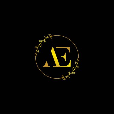 Çiçek süslemeli AE ilk monogram logo şablonu