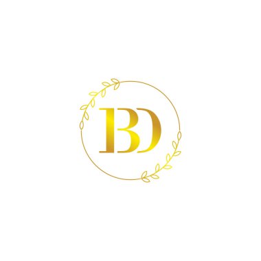 Harf BD ilk monogram logo şablonu çiçek süsüyle