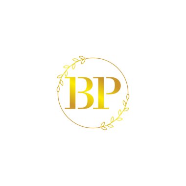 BP harfinin baş monogram logo şablonu çiçek süsüsüyle