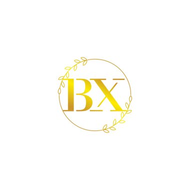 Çiçek süslemeli ilk BX harfli monogram logo şablonu