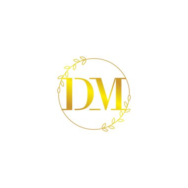 Çiçek süslemeli DM ilk monogram logo şablonu