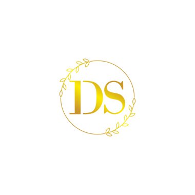 DS baş harfleri. Çiçek süslemeli logo şablonu.