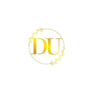 DU ilk monogram logo şablonu çiçek süsüyle