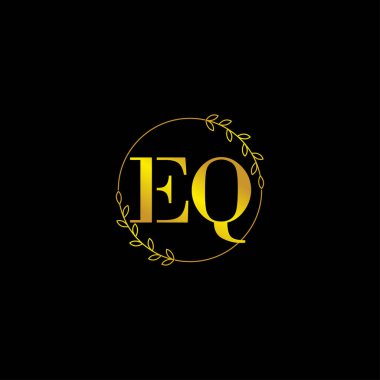 harf EQ ilk monogram logo şablonu çiçekli süsleme