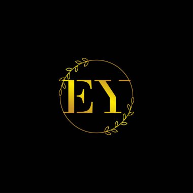 EY harfi. Çiçek süslemeli ilk monogram logo şablonu