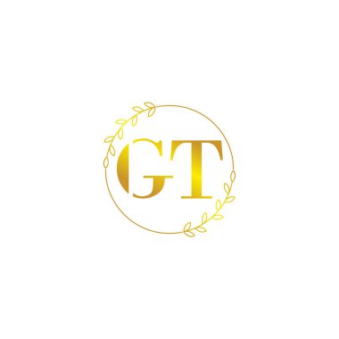 Çiçek süslemeli GT ilk monogram logo şablonu