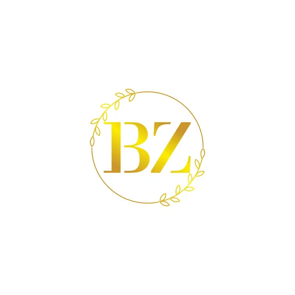 字母Bz带有花卉装饰品的初始单字标识模板 — 图库矢量图片