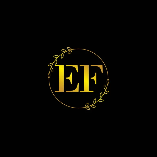 花飾り付き文字Ef初期のモノグラムロゴテンプレート — ストックベクタ