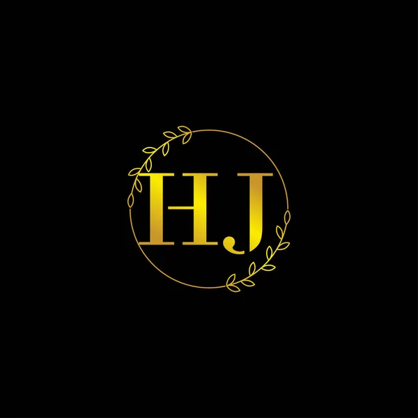 Harfli Ilk Monogram Logo Şablonu Çiçek Süsüsüyle — Stok Vektör