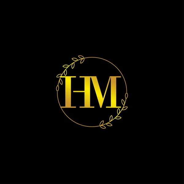 Harfli Ilk Monogram Logo Şablonu Çiçek Süsüsüyle — Stok Vektör