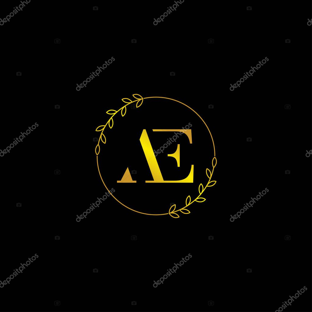 Letter AE initial monogram logo template with floral ornament