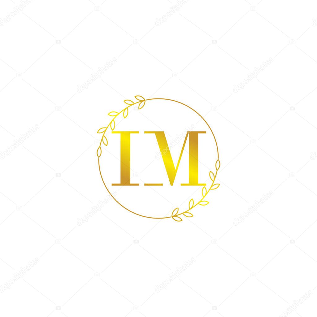 Letter IM initial monogram logo template with floral ornament
