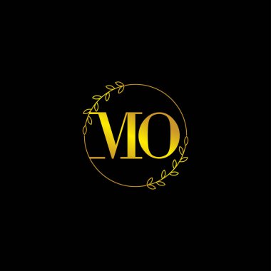 Çiçek süslemeli baş harfli monogram logo şablonu