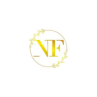 NF harfi ilk monogram logo şablonu çiçek süsüyle