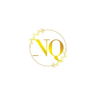 NQ harfi ilk monogram logo şablonu çiçek süsüyle