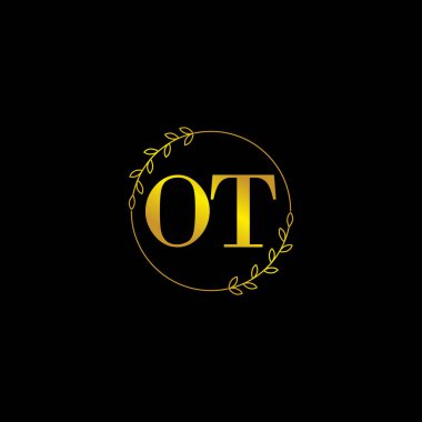 Harf OT ilk monogram logo şablonu çiçekli süsleme